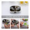 3D Elephant Pill Box 2 Compartment Portable Travel Pill Case with Mirror Square Metal Medicines Storage Container Pocket Medicine Box to Hold Vitamins Fish Oil view 3