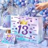 Purple 13th Birthday Gift Bag for Girls Double-Sided Official 13 Teenager Gift Wrapping Bag with Greeting Card Crown Hearts Candy Bag for Purple Blue Girls Boys 13 Years Old Bday Party Supplies view 2