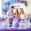 Purple 13th Birthday Gift Bag for Girls Double-Sided Official 13 Teenager Gift Wrapping Bag with Greeting Card Crown Hearts Candy Bag for Purple Blue Girls Boys 13 Years Old Bday Party Supplies view 4