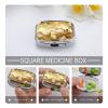 Gold Silk Christmas Pill Box 2 Compartment Portable Travel Pill Case with Mirror Square Metal Medicines Storage Container Pocket Medicine Box to Hold Vitamins Fish Oil view 3