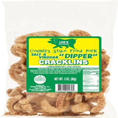 'Lee's Salt & Vinegar Dipper Cracklins, Chicharrones, 3 oz (12 Count)