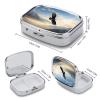 Eagle Mountains Pill Box 2 Compartment Portable Travel Pill Case with Mirror Square Metal Medicines Storage Container Pocket Medicine Box to Hold Vitamins Fish Oil view 2