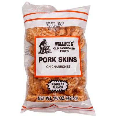 Wallace's Old Fashioned Plain Pork Skins, Chicharrones, 1.5 Ounce (24 Count)