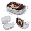 Cute Pug Pill Box 2 Compartment Portable Travel Pill Case with Mirror Square Metal Medicines Storage Container Pocket Medicine Box to Hold Vitamins Fish Oil view 2
