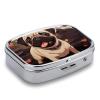 Cute Pug Pill Box 2 Compartment Portable Travel Pill Case with Mirror Square Metal Medicines Storage Container Pocket Medicine Box to Hold Vitamins Fish Oil view 4
