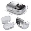 Howling Wolf Pill Box 2 Compartment Portable Travel Pill Case with Mirror Square Metal Medicines Storage Container Pocket Medicine Box to Hold Vitamins Fish Oil view 2