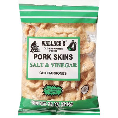 Wallace's Old Fashioned Salt & Vinegar Pork Skins, Chicharrones, 1.5 Ounce (24 Count)