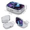 Purple Dragon Pill Box 2 Compartment Portable Travel Pill Case with Mirror Square Metal Medicines Storage Container Pocket Medicine Box to Hold Vitamins Fish Oil view 2