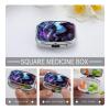 Purple Dragon Pill Box 2 Compartment Portable Travel Pill Case with Mirror Square Metal Medicines Storage Container Pocket Medicine Box to Hold Vitamins Fish Oil view 3