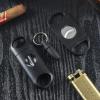 EAMOM Cigar Cutter Set Three-Piece Cigar V Cutter Puncher Double-Blade Guillotine Cutter Cigar Accessories Tool Gift for Smokers view 2