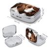 Cute Beagle Pill Box 2 Compartment Portable Travel Pill Case with Mirror Square Metal Medicines Storage Container Pocket Medicine Box to Hold Vitamins Fish Oil view 2