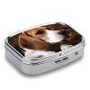 Cute Beagle Pill Box 2 Compartment Portable Travel Pill Case with Mirror Square Metal Medicines Storage Container Pocket Medicine Box to Hold Vitamins Fish Oil view 4