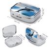 Jumping Up Dolphins Pill Box 2 Compartment Portable Travel Pill Case with Mirror Square Metal Medicines Storage Container Pocket Medicine Box to Hold Vitamins Fish Oil view 2