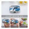 Jumping Up Dolphins Pill Box 2 Compartment Portable Travel Pill Case with Mirror Square Metal Medicines Storage Container Pocket Medicine Box to Hold Vitamins Fish Oil view 3