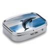 Jumping Up Dolphins Pill Box 2 Compartment Portable Travel Pill Case with Mirror Square Metal Medicines Storage Container Pocket Medicine Box to Hold Vitamins Fish Oil view 4