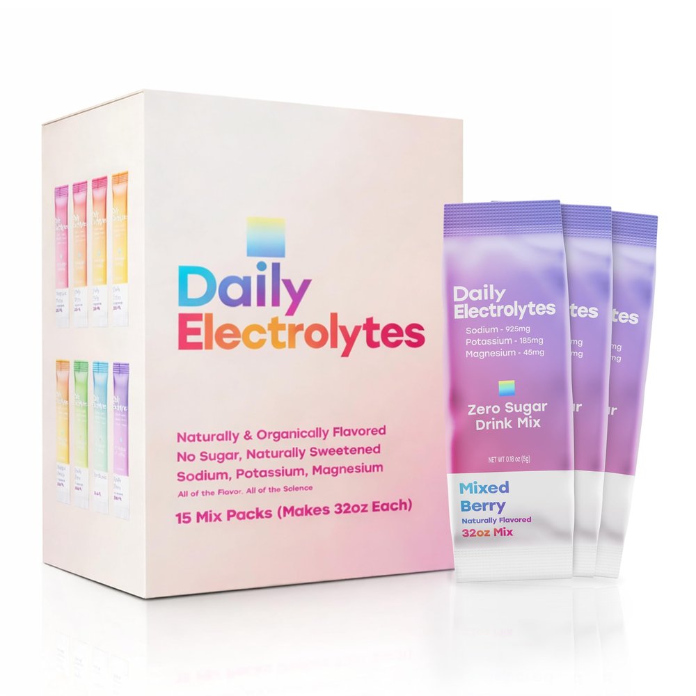 Daily Electrolytes Jumbo Sticks Electrolytes Powder Packets 7 Flavors Sugar Free Hydration Packets Electrolyte Liquid Daily IV Drink Mix with Himalayan Pink Salt