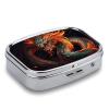 Chinese Dragon Pill Box 2 Compartment Portable Travel Pill Case with Mirror Square Metal Medicines Storage Container Pocket Medicine Box to Hold Vitamins Fish Oil view 4