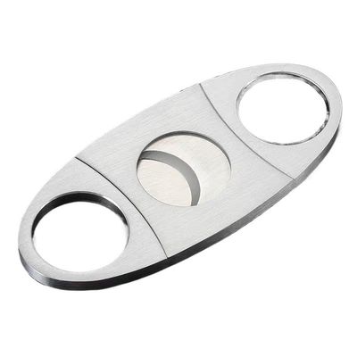 EAMOM Stainless Steel Cigar Cutter, Manual Double Blade Guillotine, Metal Cutting Tool, Silver