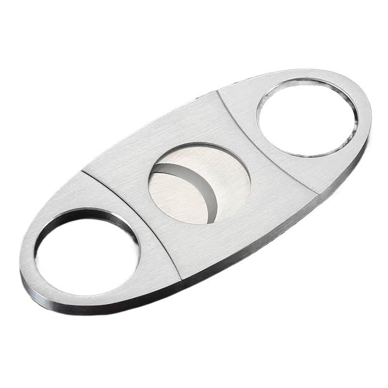 EAMOM Stainless Steel Cigar Cutter, Manual Double Blade Guillotine, Metal Cutting Tool, Silver