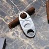 EAMOM Stainless Steel Cigar Cutter, Manual Double Blade Guillotine, Metal Cutting Tool, Silver view 2