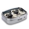 Funny Pug Dog Pill Box 2 Compartment Portable Travel Pill Case with Mirror Square Metal Medicines Storage Container Pocket Medicine Box to Hold Vitamins Fish Oil view 4