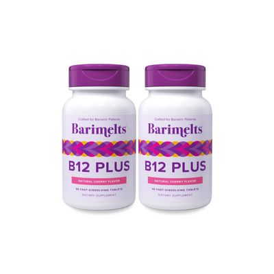 BariMelts Vitamin B12 Plus, 180 Fast-Dissolving Tablets (6-Month Supply), Sugar-Free Bariatric Vitamins for Women, Includes B12, B6, Folate and Biotin, Natural Cherry Flavor