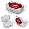 Cute Graphic Red Lips Pill Box 2 Compartment Portable Travel Pill Case with Mirror Square Metal Medicines Storage Container Pocket Medicine Box to Hold Vitamins Fish Oil view 2