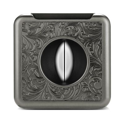 AHGDDA Professional 4-in-1 Cigar Cutter Tool, Precision V-Cut and Flat Clipper with Foldable Holder, Artistic Patterned Metal Accessory, Multi-Functional Handheld Tool(D)