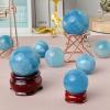 Aquamarine Crystal Ball with Wooden Stand, Handcrafted Crystal Quartz Sphere Orb for,Fortune Teller,Feng Shui, Scrying,Magic,Home Decor,26~28mm view 2