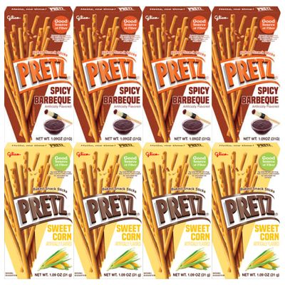 Baked Snack Sticks Variety Pack, 8-Pack, 4 Each of Spicy Barbeque & Sweet Corn, 1.09 oz Individual Snack Sticks, Crunchy & Savory, Perfect for Kids and Adults