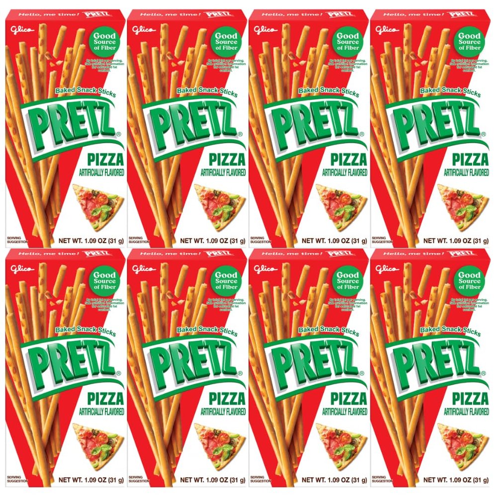 Baked Snack Sticks Pizza Flavor, Crunchy and Savory, Perfect Snack for Kids and Adults, 1.09 oz Individual Packs, Convenient 8-Pack, Delicious Party and On-the-Go Treats