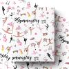 Liobelon Gymnastics Themed Wrapping Paper Roll, 17" x 16.4ft, Pink Gymnastics Pattern Glossy Coated Paper for Birthday, Graduation, Gymnastics Party, Gift Wrapping, DIY Crafts view 1