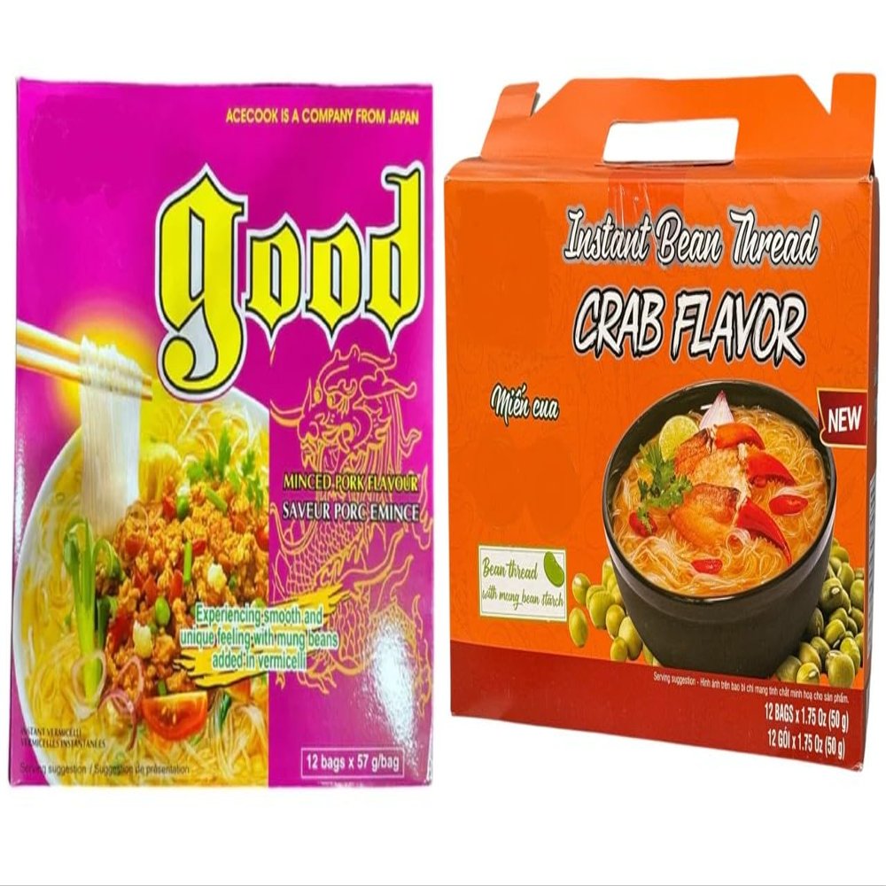 Asia Style Instant Noodles (COMBO, ACECOOK MINCED PORK CLEAR NOODLES)