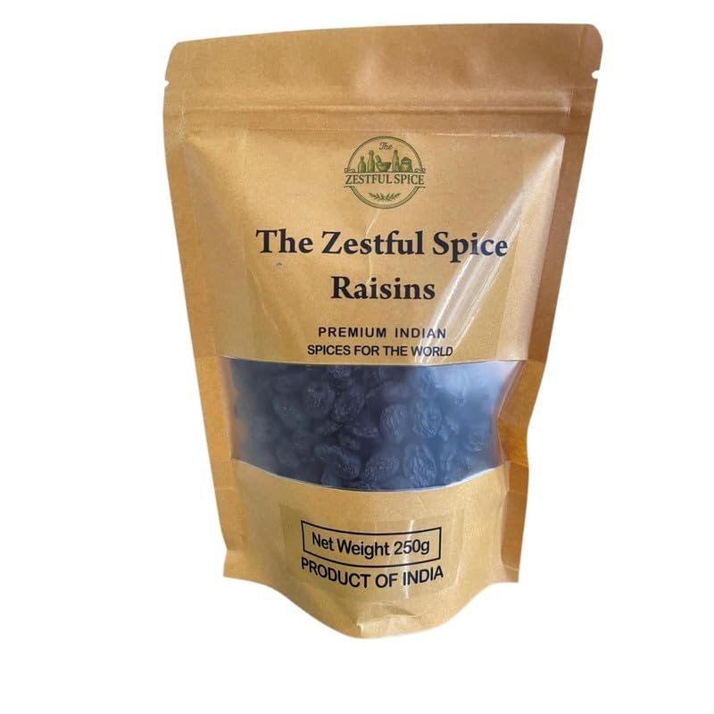 Black Raisins 8.8 oz (250g) | Whole Dried Kishmish/Munakka for Snacking, Soaking, Cooking, Baking, Sweets, Desserts & Traditional Indian Recipes | Natural Dry Fruit Ingredient