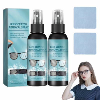 Eye Glass Scratch Remover, Eyeglass Scratch Remover for Lenses, Repair Cleaning Kit, Quick DIY Restoration for Home, Advanced Protective Cleaning Spray for Glasses & Screens (2set A)