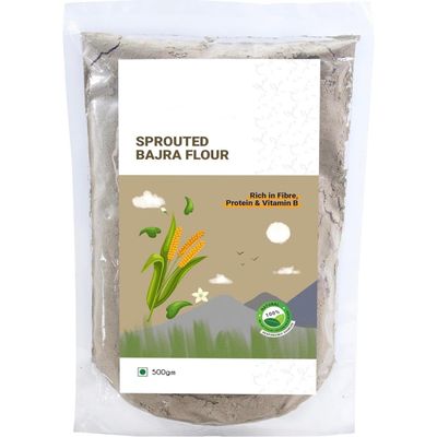 500gm Sprouted Bajra Flour (Sajjalu/Kambu/Bajri aata) | 100% Natural | Fibre, Protein & Vit. B Rich Healthy Meal | Naturally Gluten-Free | Pearl Millet Flour- 0.5Kg