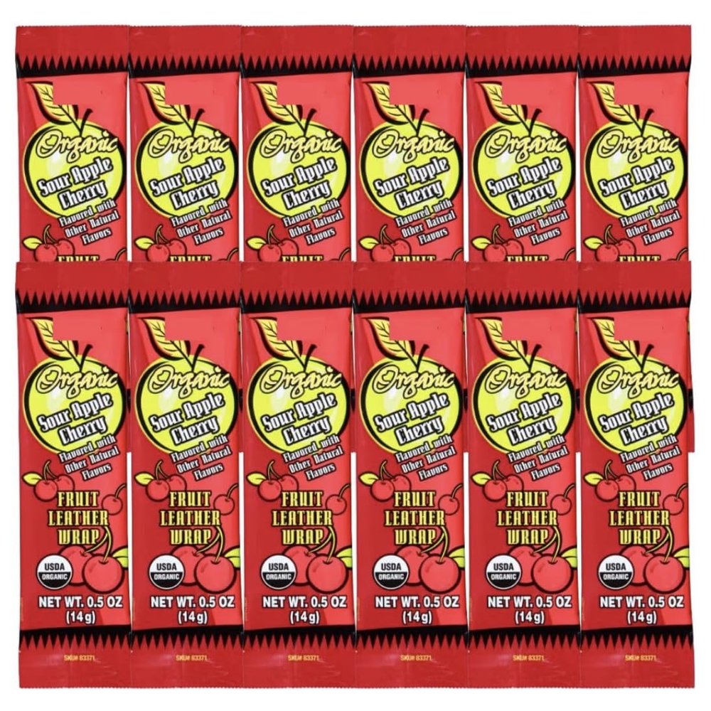 Trader Js Organic Sour Apple Cherry Fruit Leather Wrap - 12 PACK (Sour Apple Cherry)