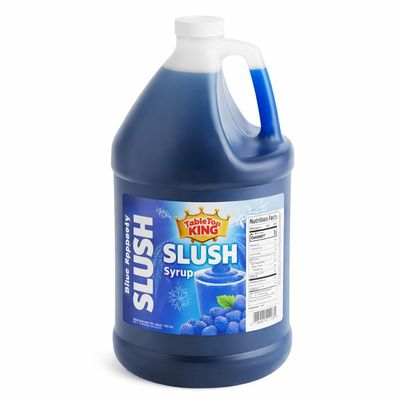 Blue Raspberry Slushy Mix Concentrate 1 Gallon (4 Pack) 5:1 Frozen Drink Syrup for Slushie, Granita & Snow Cone Machines 48 Servings per Bottle Gluten Free Commercial Beverage Mix Made in USA