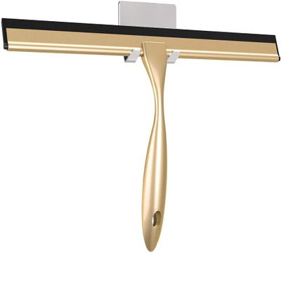 Stainless Steel Squeegee for Shower Doors, All-Purpose Shower Squeegee for Bathroom, Window and Car Glass, 10 Inches Brushed Gold