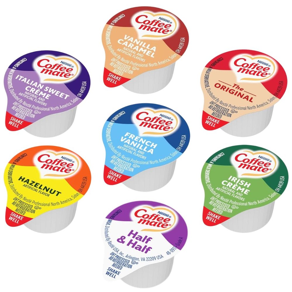 Nestl Coffee mate Liquid Creamer Singles Variety Pack 60 Count Single Serve Cups 7 Assorted Flavors Coffee Creamers for Home, Office & Breakroom