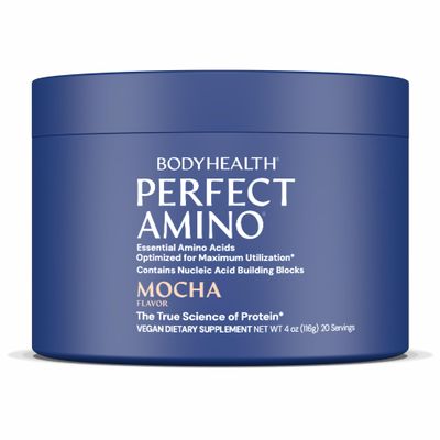 BodyHealth PerfectAmino - BCAA and EAA Powder for Pre and Post Workout - Amino Acid Energy Drink for Men and Women to Support Lean Muscle and Recovery - Mocha - 20 Servings