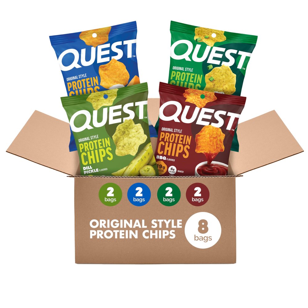 Quest Nutrition Protein Chips Variety Pack, Dill Pickle, BBQ, Cheddar & Sour Cream, Sour Cream & Onion, High Protein, Low Carb, Gluten Free 1.1 oz (Pack of 8)