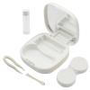 Auvotuis Contact Lens Case Travel Kit with Mirror and Remover Tool, Leakproof Portable Solution Bottle and Tweezers, Essential Eye Care Set for Daily Use (White) view 1