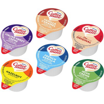 Nestl Coffee mate Liquid Creamer Singles Variety Pack 120 Count Single Serve Cups 6 Assorted Flavors Coffee Creamers for Home, Office & Breakroom