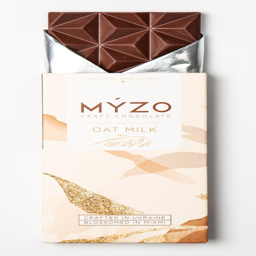 MYZO 48% Oat Milk Chocolate Bar Dairy Free, Single Origin Costa Rica Cacao Bean to Bar, Direct Trade, No Soy Lecithin, No Palm Oil, Small Batch Craft Chocolate