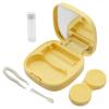 Auvotuis Contact Lens Case Travel Kit with Mirror and Remover Tool, Leakproof Portable Solution Bottle and Tweezers, Essential Eye Care Set for Daily Use (Yellow) view 1