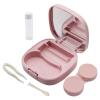 Auvotuis Contact Lens Case Travel Kit with Mirror and Remover Tool, Leakproof Portable Solution Bottle and Tweezers, Essential Eye Care Set for Daily Use (Pink) view 1