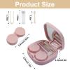 Auvotuis Contact Lens Case Travel Kit with Mirror and Remover Tool, Leakproof Portable Solution Bottle and Tweezers, Essential Eye Care Set for Daily Use (Pink) view 2