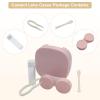 Auvotuis Contact Lens Case Travel Kit with Mirror and Remover Tool, Leakproof Portable Solution Bottle and Tweezers, Essential Eye Care Set for Daily Use (Pink) view 3