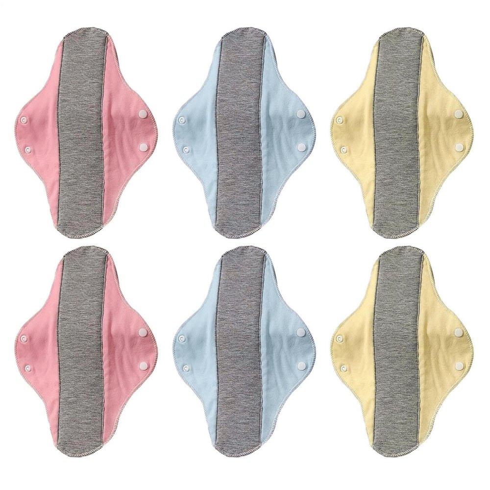 6packs Reusable Sanitary Pads Leak-Proof & Waterproof Washable Incontinen-ce Pads,Cotton Panty Liners,Reusable Sanitary Napkins for Women for Elderly People Puerperium Everyday Home and